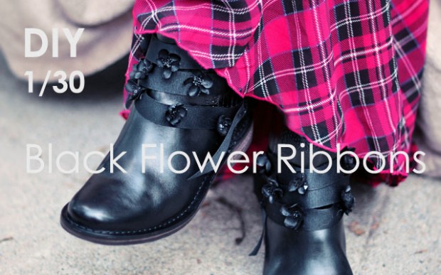 DIY 1 black flower ribbons for your boots