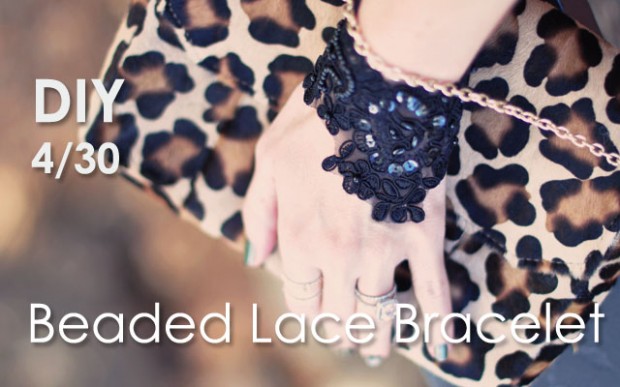DIY BLack Lace Beaded Bracelet-feature-leopard
