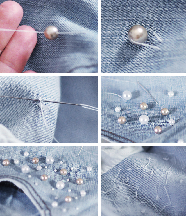 DIY Pearl Embellished skinny boyfriend jeans-3