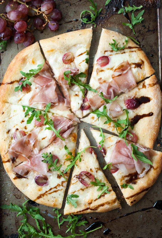 Mozzarella, Prosciutto, & Roasted Grape Pizza love Maegan