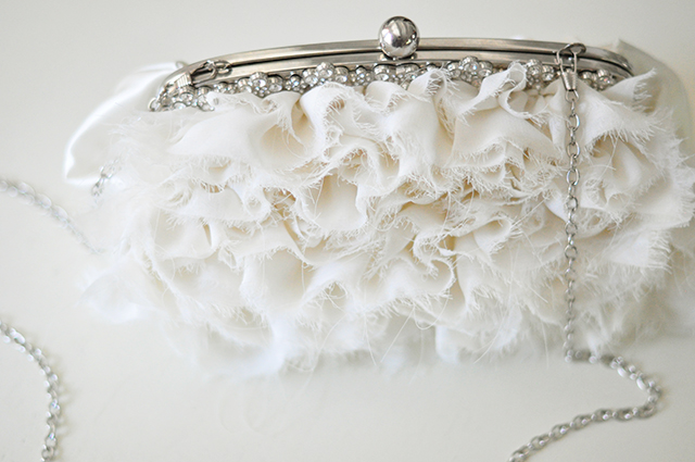 Ruffled romantic ivory wedding clutch bag -8