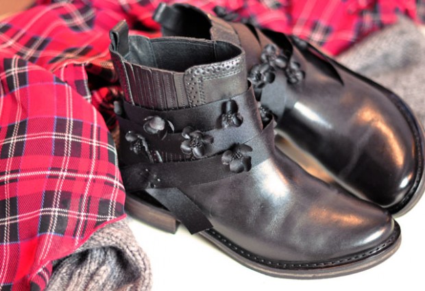 boots with black flowers
