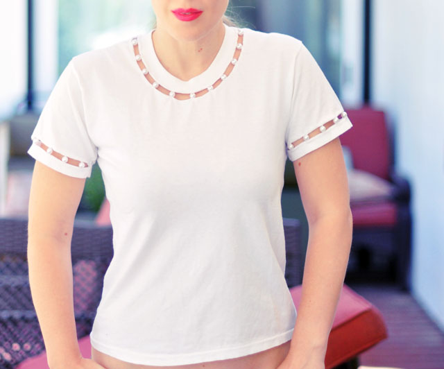 diy t-shirt with pearls
