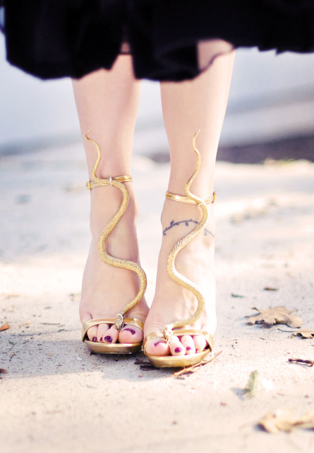 gold snake serpent sandals DIY-3