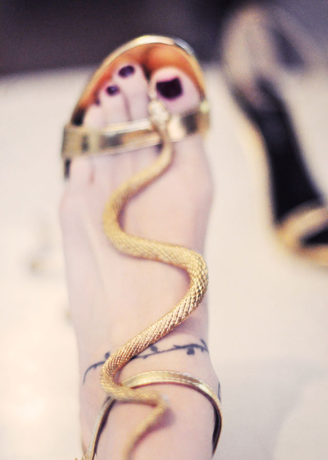 DIY Gold Snake Serpent Shoes-4-1