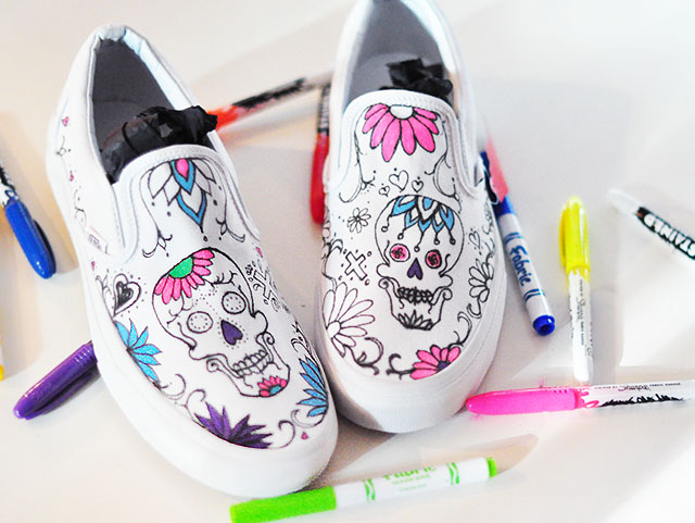 DIY Sugar Skull Day of the Dead Vans