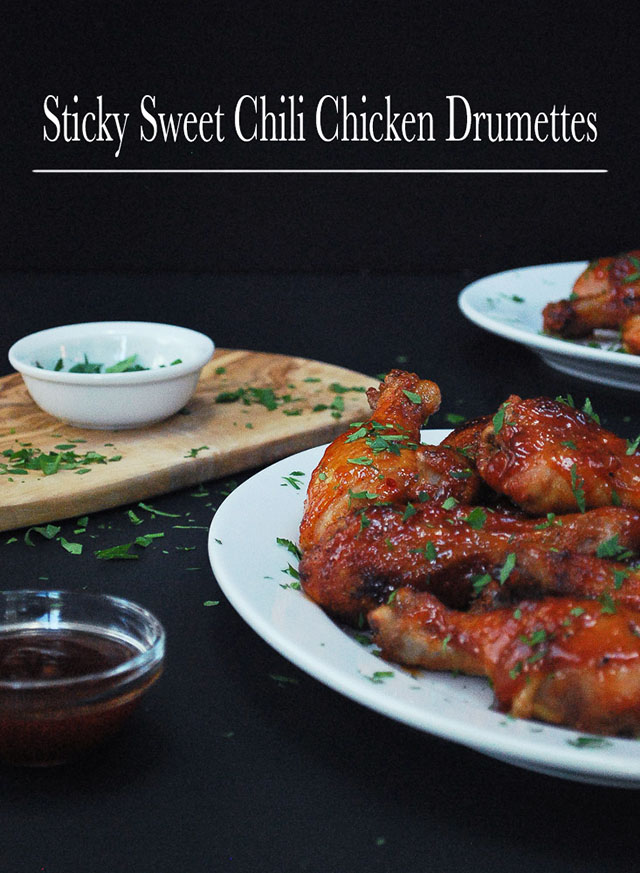 recipe // sticky sweet chili chicken drumettes